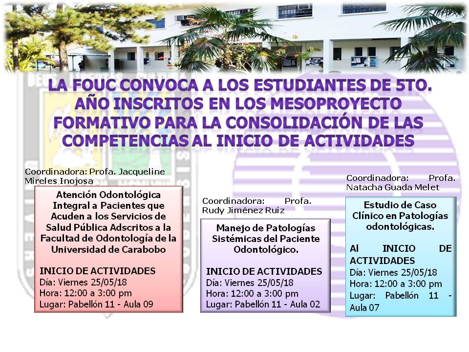 TicOdoUc's tweet photo. FOUC.  Convoca a los estudiantes de 5to año al inicio de los Mesoproyectos Formativos https://t.co/I4cXYAyhMK