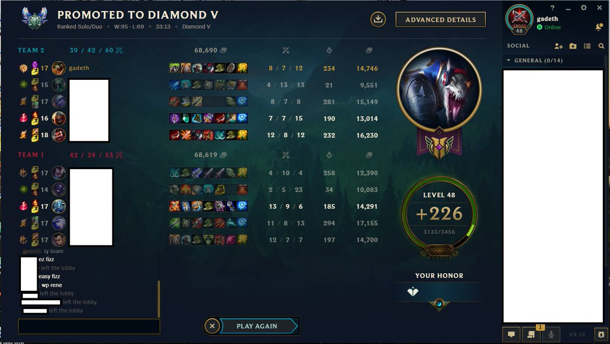 QbaMango's tweet photo. After 7 years of playing and 2 years of trying, I finally made it :D.

By no means I think I'm actually good at the game, but I see the progress and it feels really good.

Thank you @LeagueOfLegends @riotgames for your efforts over the years, to create one of the best games ever. https://t.co/qi8zfyt4ek