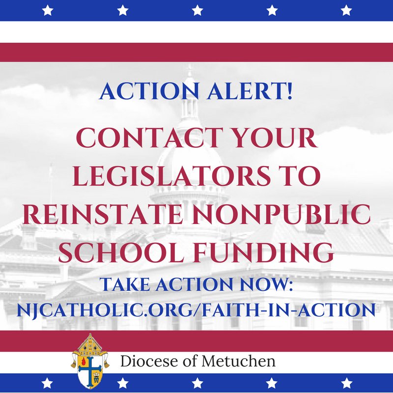 diocesemetuchen's tweet photo. Action Required Today!
Tell NJ legislators to reinstate nonpublic school funding for (1) Student Transportation, (2) Nursing Services and (3) Technology Aid. Go to https://t.co/j7IV6eVKvC. Here you will be able to contact your legislators.

https://t.co/JsbeajtlXM https://t.co/Ri7eQJmceI