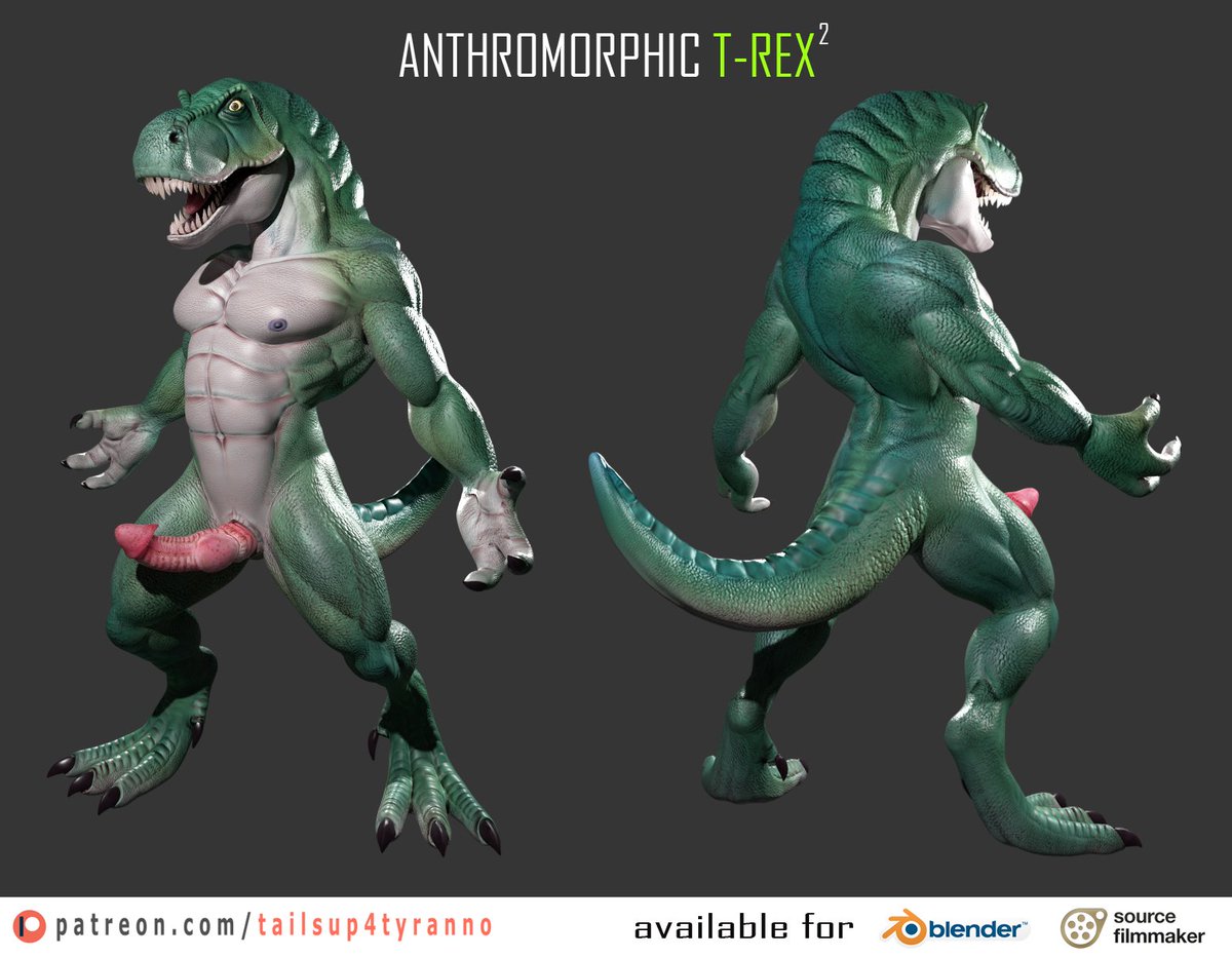 Done with my latest #nsfw #furry #antho #trex #3d #model