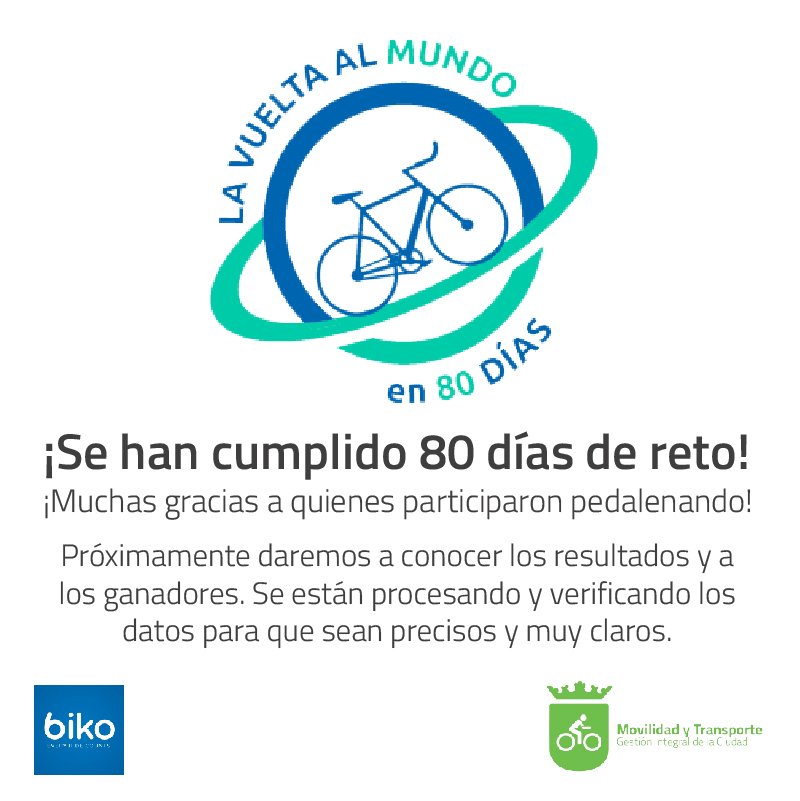 MovilidadZap's tweet photo. ¡A la media noche de ayer se cerro el reto #80DíasEnBici! Gracias a todos los participantes. ¡Muy pronto daremos a conocer a los resultados finales y a los ganadores! https://t.co/o0Sg8FCWDS