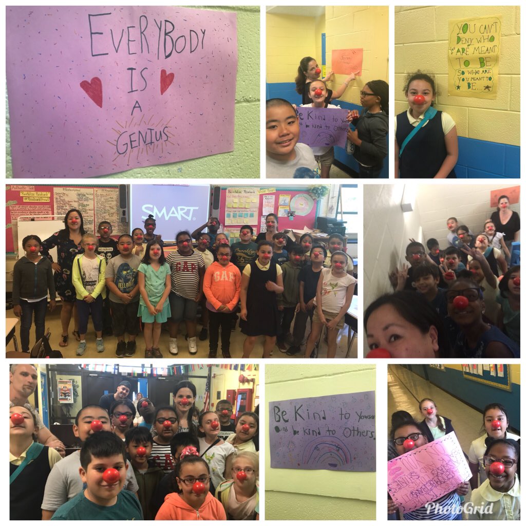 Ceesoto3's tweet photo. Happy Red Nose Day! 4th grade spent the day spreading kindness and motivation to @THEPubSchool13!! Look around the building for the beautiful quotes the children wanted to share! #rednoseday #endchildhoodpoverty #spreadlove  @Kdeitchman16 @VPanzella14 https://t.co/J0urFIjI6I