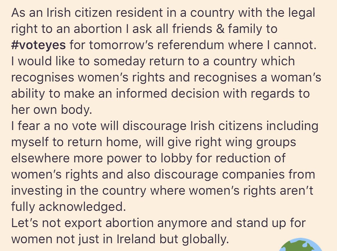 racimurphy's tweet image. Let’s not export abortion by #VoteNo tomorrow and stand up for women not just in Ireland but globally #WomensRights #abortionreferendum #VoteYes #abortionlaws #RepealTheEighth #8thAmendment #Repeal8th