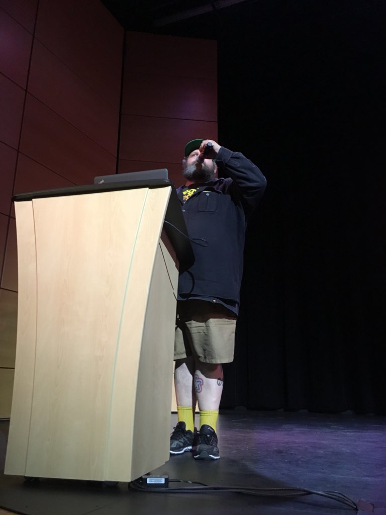 explodeconf's tweet image. Check out our Facebook page for the live coverage of Aaron James Draplin of @Draplin #explodeconf18