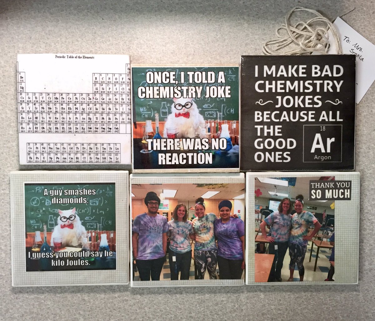 SmolaChem's tweet photo. An epic last addition to my #chemcoasters collection. It's been a great past 2 yrs with this S: her positive, hardworking, kind spirit really made our classroom full! 😀 https://t.co/kcDZKBcpXD