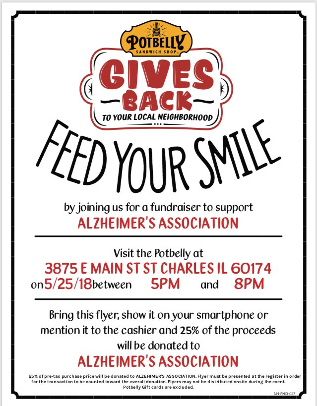 Come support our senior <a href="/mariehubbard_/">marie hubbard</a> ‘s Service Project at Potbelly 5-8pm tomorrow!