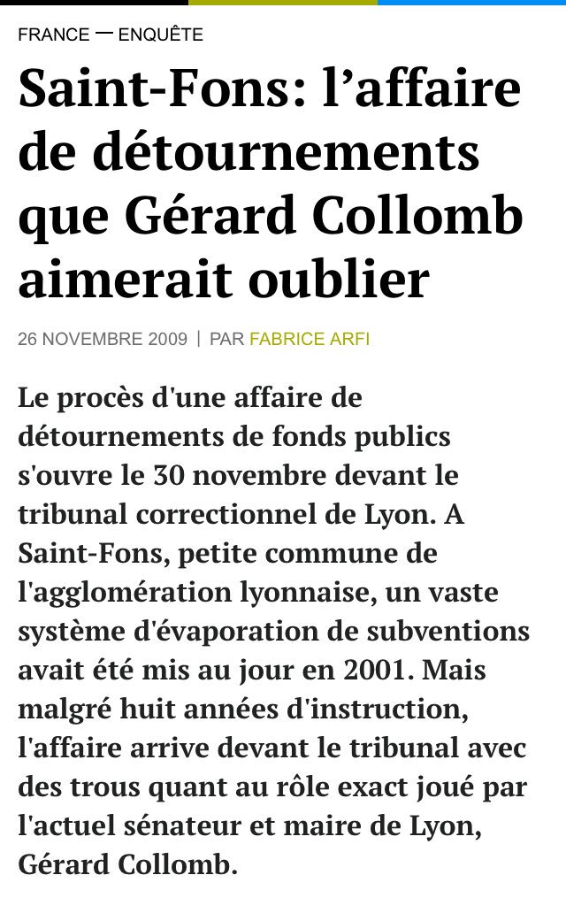 Tonton zinzin  @gerardcollomb trempe de près ou de loin dans tout ce qui n’est pas clair dans l’agglo de Lyon...