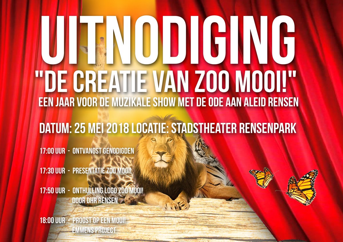 Kom jij ook? Morgen 17.00 de start van de theatershow Zoo Mooi in het Rensenpark