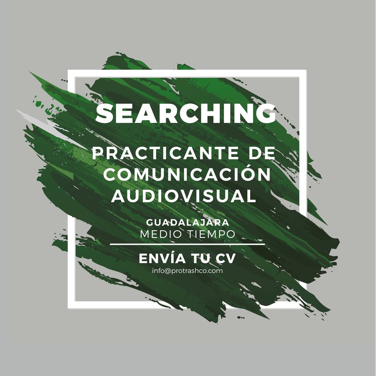 ¡Atención Guadalajara! buscamos a una persona que quiera trabajar en nuestro equipo de Comunicación. ¿Te apasiona el diseño y la postproducción audiovisual?  ♻ Manda tu CV a info@protrashco.com