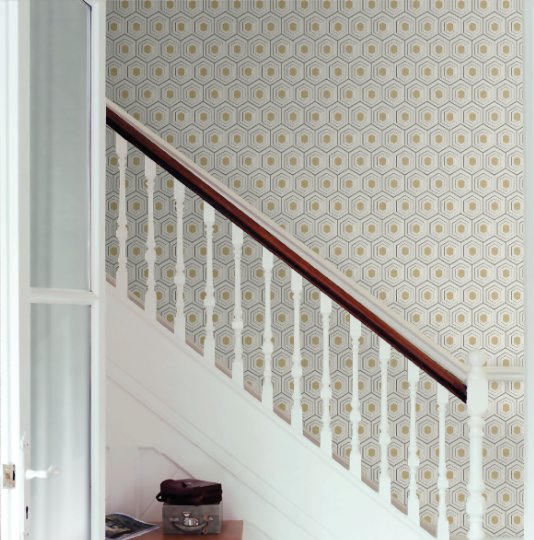 CrouchPatterns's tweet image. found this #hexagon #wallpaper from @WALLPAPERDIRECT it is an all over #geometric #design which has hexagons inside hexagon that looks as if the design is going inwards