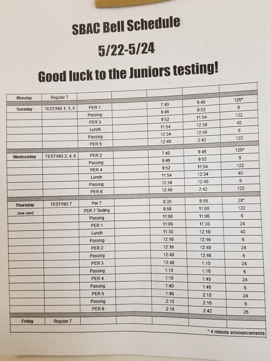 Today's schedule! <a href="/shhs_principal/">Dr. David Dunn</a>