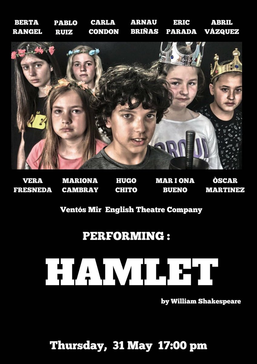 VentosMir's tweet photo. [Anglès extraescolar]
🗓Aquest proper dijous 31 de Maig
⏰ a les 17:00h
La ‘Ventós Mir English Company Theatre’ ens delectarà amb ‘Hamlet’. https://t.co/uqjXcPjDyk