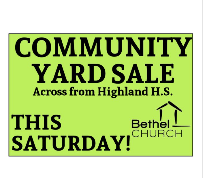 BethelChurchNJ's tweet photo. Community Yard Sale this Saturday from 8am-1pm

Come out and SHOP! We have 50 vendors and TONS of bargains! https://t.co/mhS8yOuKxg