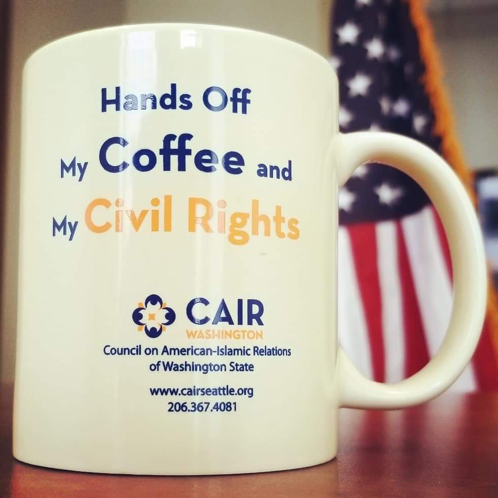 CAIRWashington's tweet photo. "HANDS OF MY COFFEE and CIVIL RIGHTS" mug gives us the warm 'n fuzzies 😊💜✊ GET YOUR OWN - donate $100 to our #RamadanChallenge2018 today & #SupportMuslimStudents! https://t.co/yRPA1Op9zg #Ramadan #ramadan2018🌙 https://t.co/sZAaJIvRhS