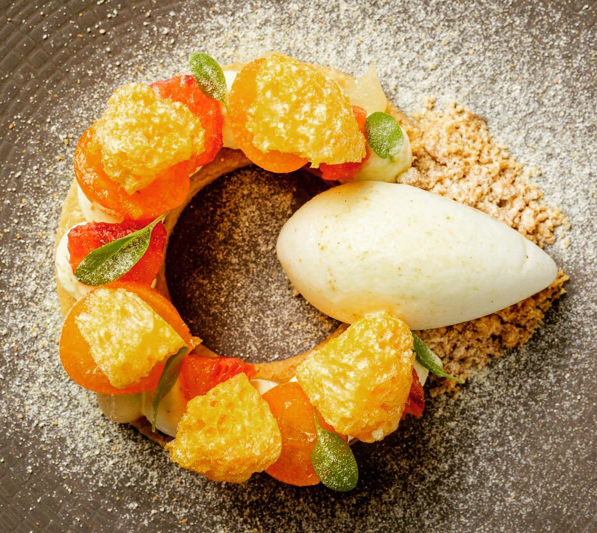 Throwback Thursday: Citrus Cheesecake with blood orange, lemon, kaffir lime. What’s your favourite cheesecake flavour? <a href="/SteveGrovesChef/">Steve Groves</a> <a href="/michelrouxjr/">Michel Roux Jr</a> #london #westminster #food #dessert #summer #ThrowbackThursdays