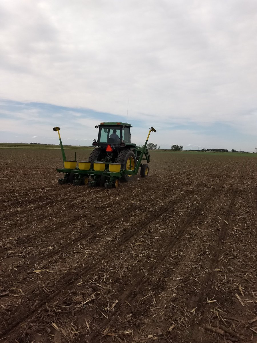 No 20/20, no auto steer,  not even using a marker. Dad might as well be blindfolded out there. #flippedpivot, #replant18