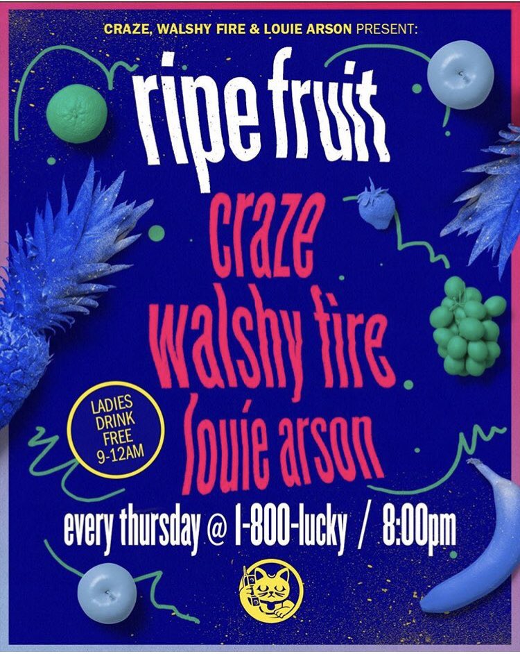Tonight #1800Lucky #ripefruit with <a href="/CRAZEARONI/">CRAZE 🇳🇮❤️🇳🇮</a> <a href="/walshyfire/">Walshinho</a> <a href="/LouieArson/">Louie Arson</a> 🍇🍌🍎🍓