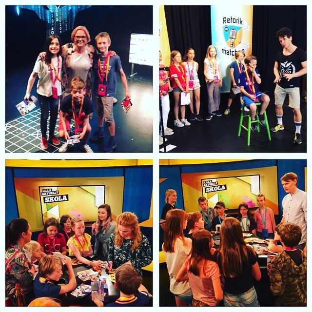 UColliander's tweet image. Studiebesök idag för #årskurs4 på @svt @UR_Skola @LillaAktuellt #programmeramera Tack Karin Nygårds @grishund mfl för besöket! #karlbergsskola