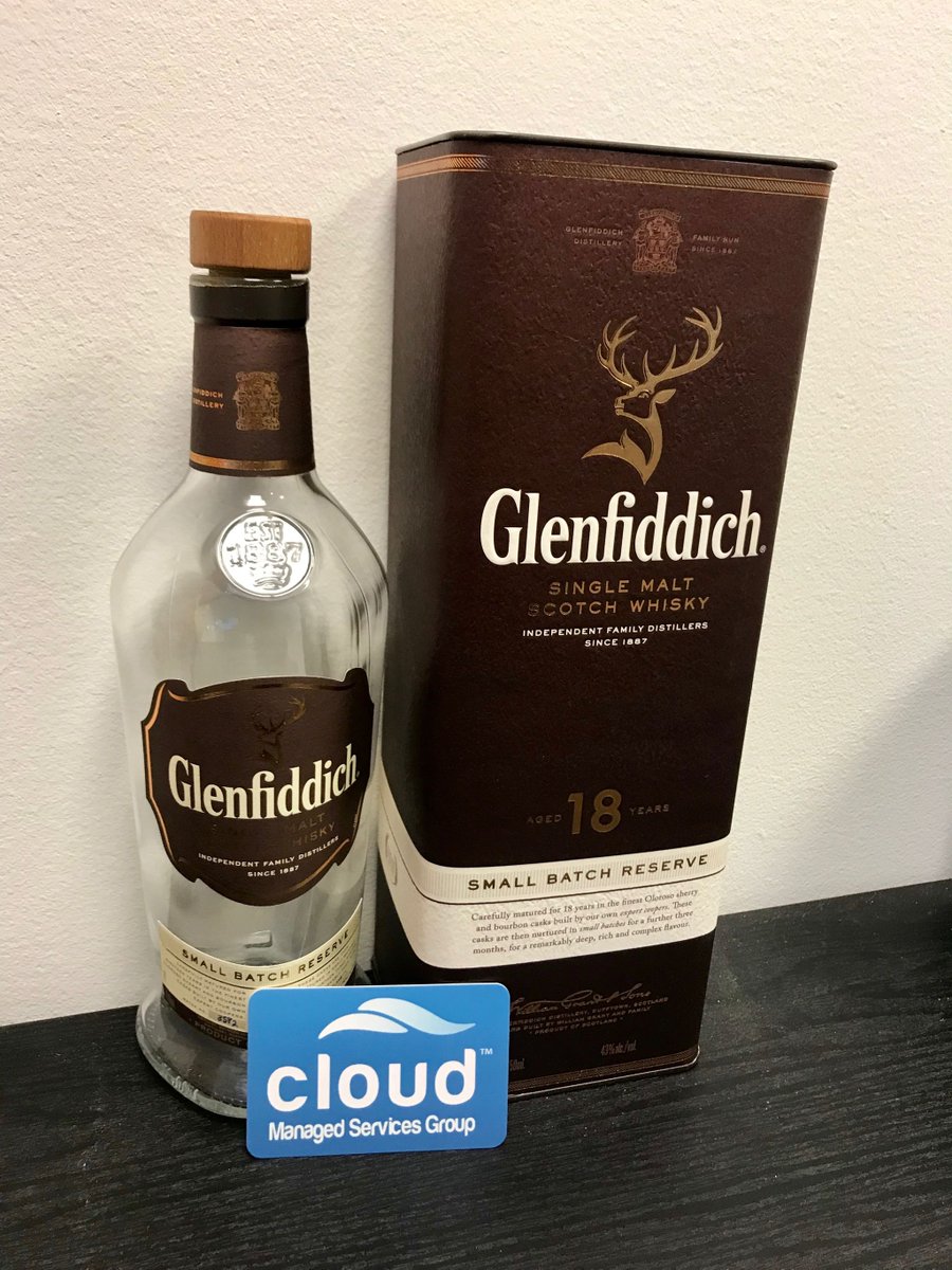 cloudmsg's tweet photo. Thank you so much for the 18yr scotch from Tammy Motola & Craig Tanio @REZILIR health. Didn't last too long with all the midnight oil we burn around here! Much love from all of us at Cloud! #CloudMSG #RVA #FollowCloudMSG #WeHelpPeople #Partnerships https://t.co/X2XdON5zDN