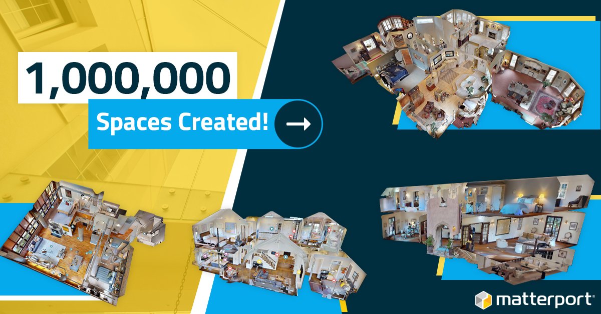 Matterport's tweet photo. Cheers to our customers and 1,000,000 Matterport spaces! We can't think of a better way to kick off the long weekend than celebrating this exciting milestone! https://t.co/YH0vJyj9e9