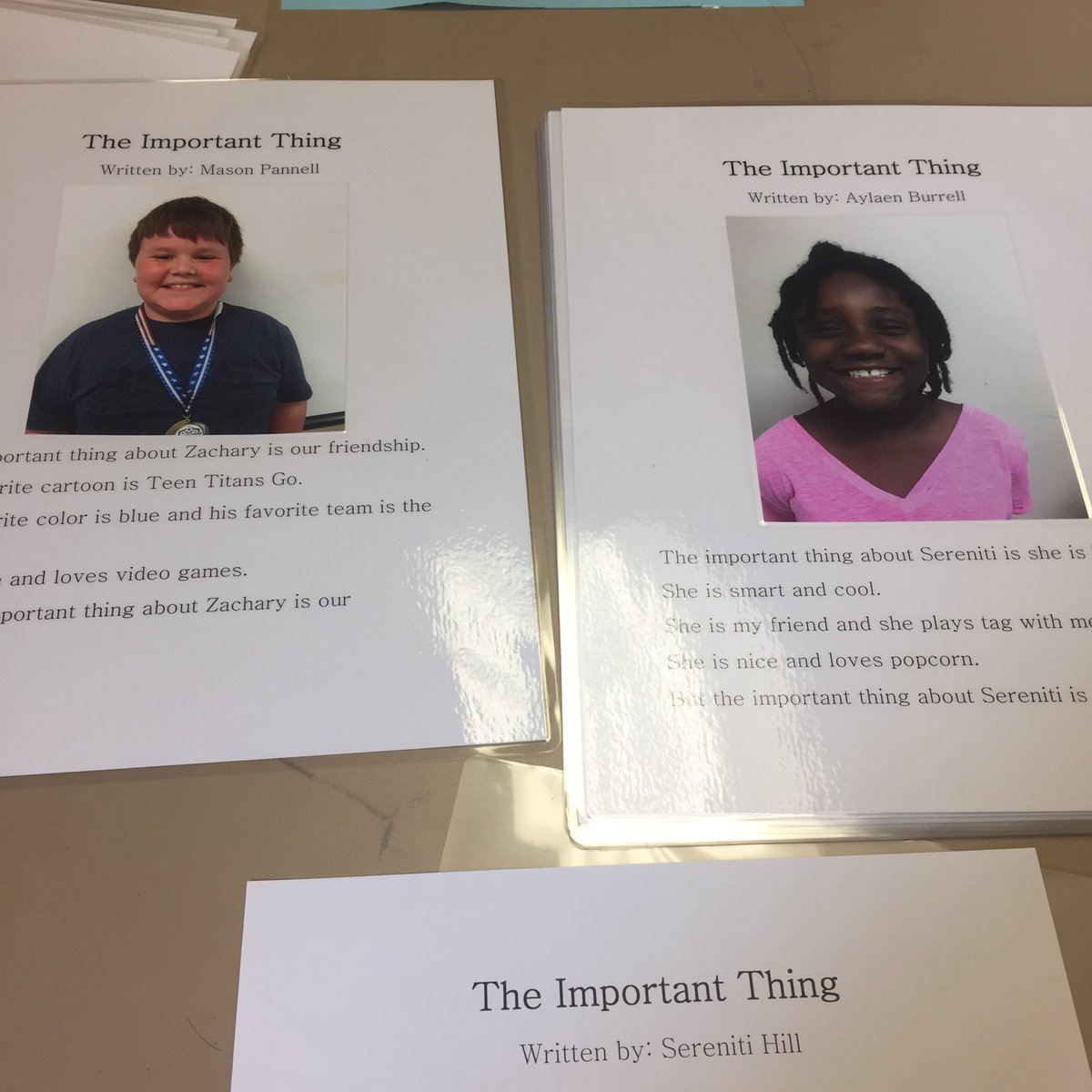 mrs_bhicks's tweet photo. New fav EOY activity.. Read "The Important Book," interview a partner &amp; write the important things about them. @sulspres #wearesses https://t.co/CXiHHGyZBd