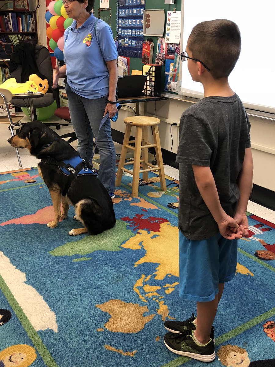 MTL_DynamicDuo's tweet photo. Therapy dog Henry came to visit our class today! https://t.co/ja5cvT5QF0