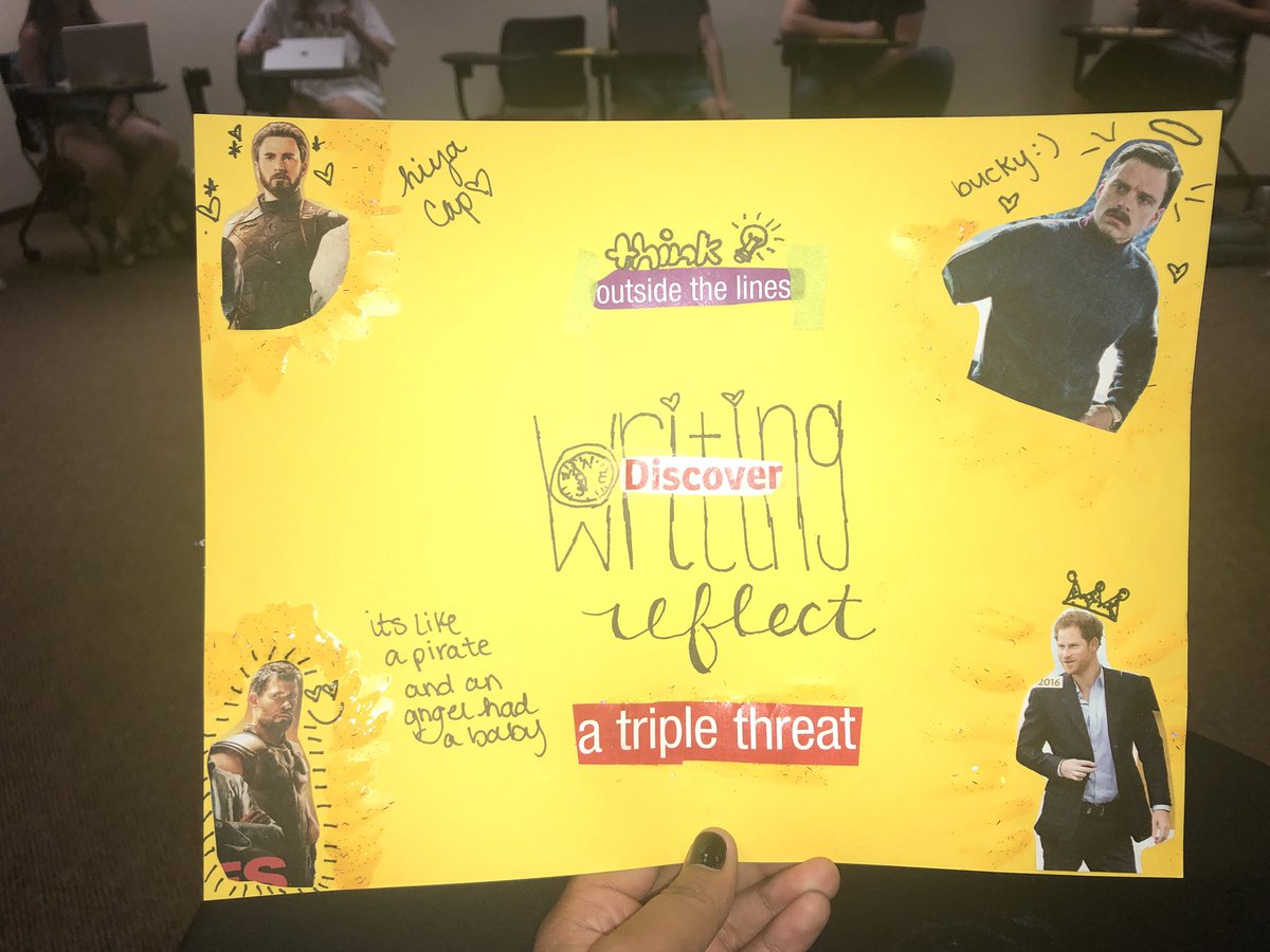 andreaaaorozcoo's tweet photo. Think, write, reflect... triple threat. I just wanted pictures of beautiful men on my paper so that’s why they are on there #writ1133du https://t.co/7If0Crz0tt