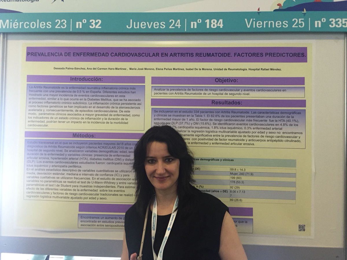 SMurcianaReuma's tweet image. Prevalencia de enfermedad cardiovascular en #ArtritisReumatoide Dra. María José Moreno #SER18  @SEReumatologia
