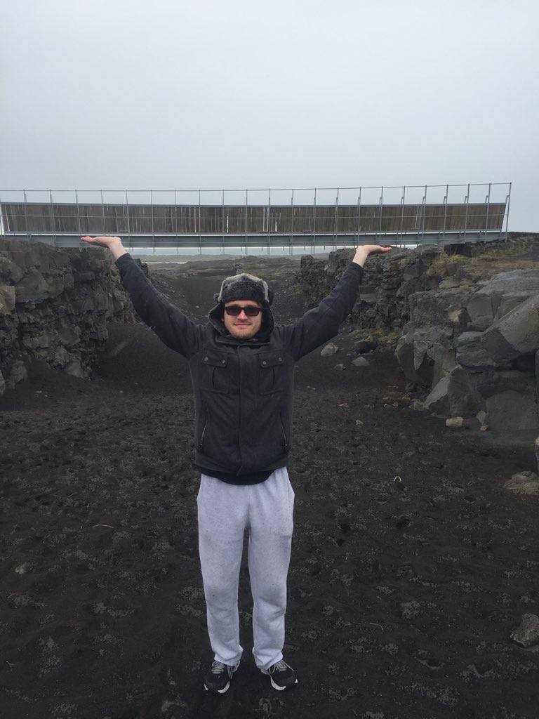 jbellmath's tweet image. Trey helps to hold up the bridge over the mid Atlantic rift where the Eurasian plate meets the North Amarican Plate bridging the two continents! Well someone has to do it! #mhsbeyond