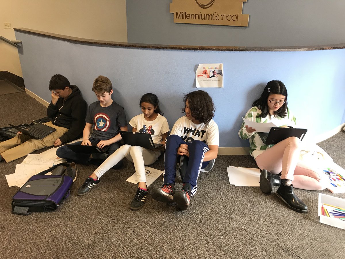 Project culminations are next week and you can feel the energy buzzing at Millennium #pbl #projectbasedlearning #mschoolsf