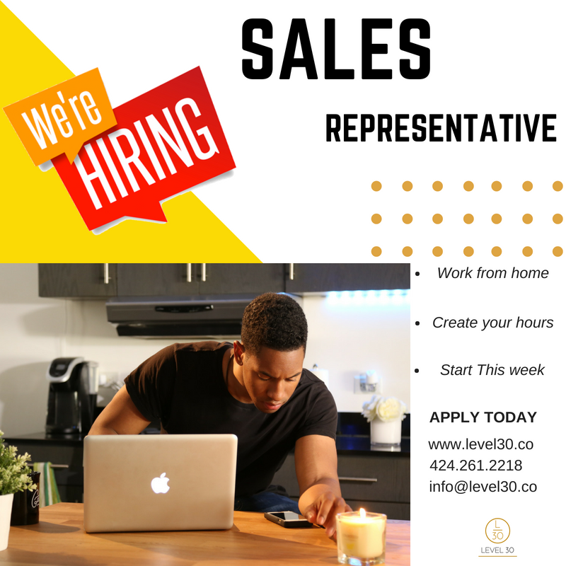 TryLEVEL30's tweet photo. BE YOUR OWN BOSS! If you or anyone you know would like to be their own boss, work from home, create their own hours? We are now accepting applications for Sales Representatives. Submit your resume to info@level30.com or submit your interest to https://t.co/g5VlqQlQ8A  #ApplyNow https://t.co/yrSCa3HruT