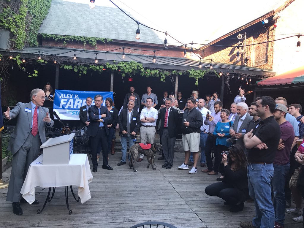 AlexRFarrell's tweet photo. Thank you Gov. Douglas for attending tonight’s kick-off and supporting Alex for State Senate! -Team Farrell #AlexFarrell #vtpoli #vtsen https://t.co/qlczu9uiuh