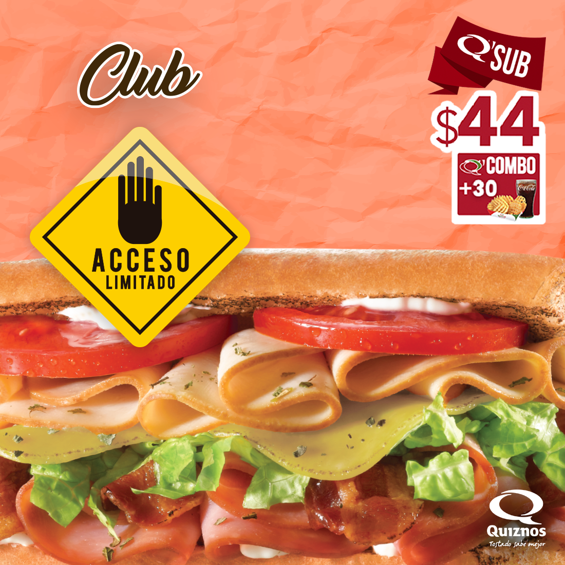 quiznosmx's tweet photo. A este #Club sólo entran los que quieren comer delicioso. ¡Tú también puedes! Sólo necesitas visitarnos y disfrutar hoy de este #QSub. ¡Te esperamos! 😉😍 https://t.co/Ta2dHyRKCl