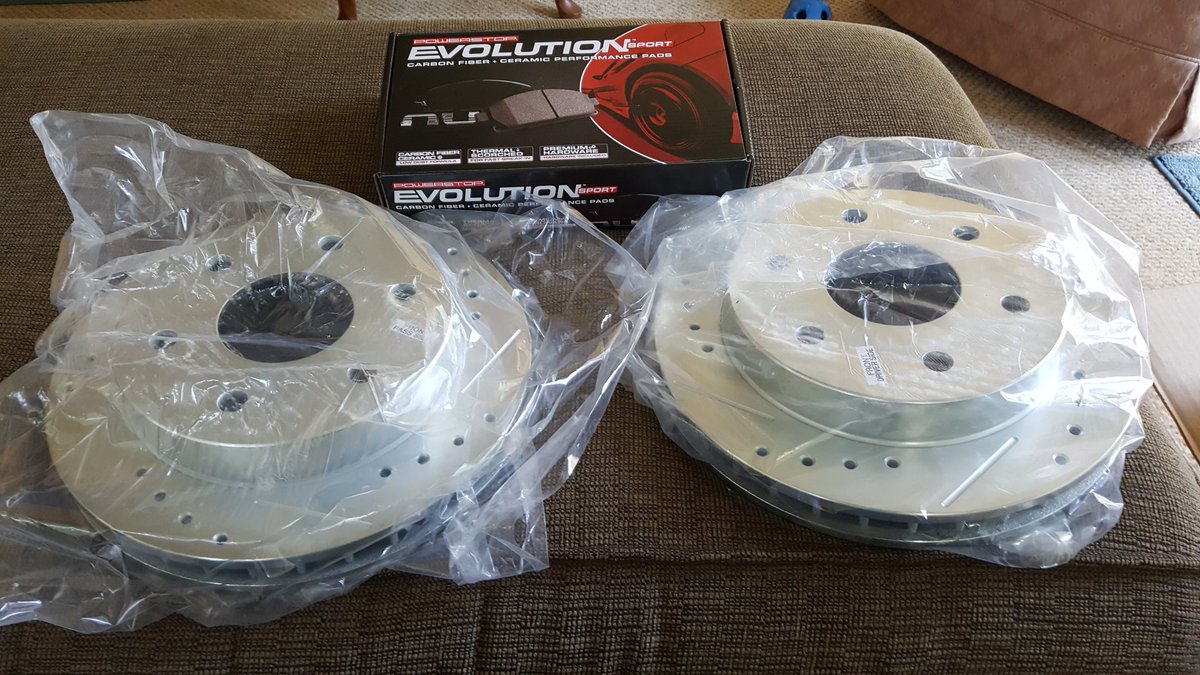 Thank you to @JEGSPerformance and @PowerStopBrakes for my new rotors and pads!