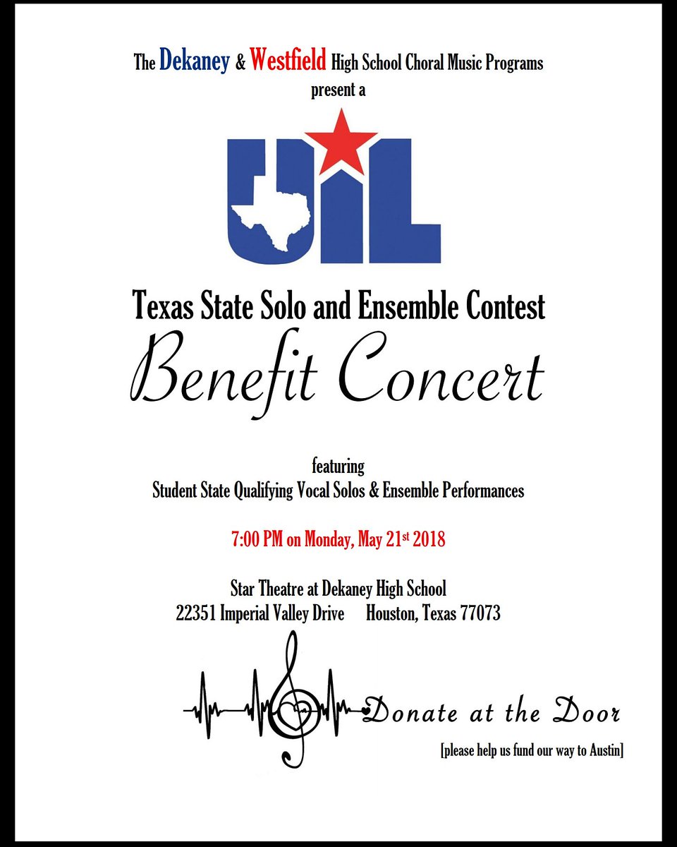 Head out to <a href="/SpringISD/">Spring ISD</a> next Monday and support our Texas State Solo &amp; Ensemble Qualifiers on our Austin endeavor