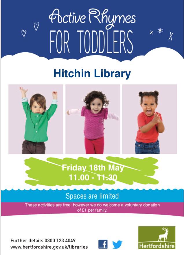Tomorrow morning - Active Rhymes returns! Singing and dancing aplenty, for an 11.00 start #LoveLibraries #hitchin