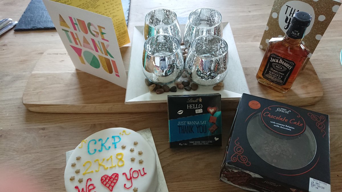 My first ever tweet, just had to. Today my students gave me all this as a thank you. I'm blown away by their kindness. A brilliant group of University of Derby year 3 students. Thank you.