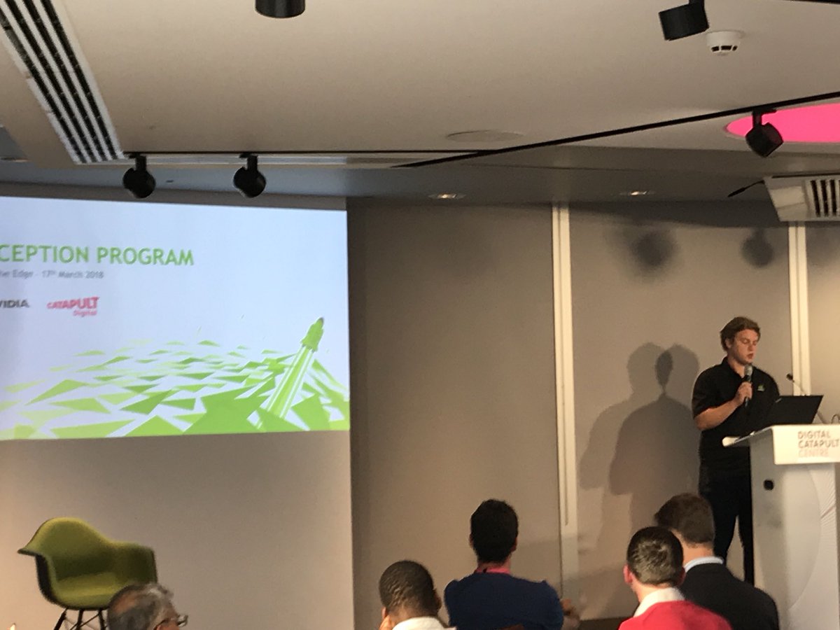 Pete_Bloomfield's tweet photo. Great to have @Jdotwatts on stage to talk about the #nvidiainception awards #JetsonMeetupEU @DigiCatapult https://t.co/XDreEqG2sB
