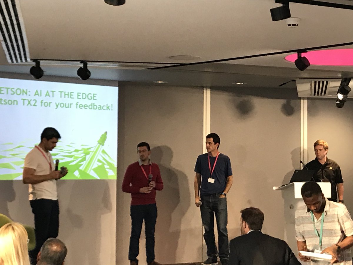 Pete_Bloomfield's tweet photo. Question time with @botsandus @BeTomorrow and @letos_ai #JetsonMeetupEU @DigiCatapult https://t.co/fWGAx1oPFn