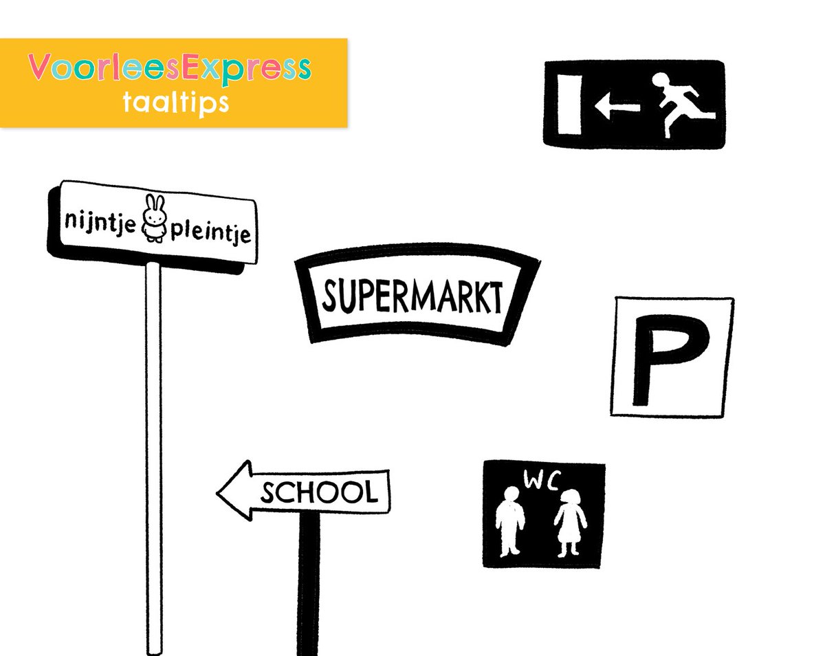 Ga samen op zoek naar letters en symbolen buiten 🅿♿🚾 Als je samen wandelt: maak er een speurtocht van.