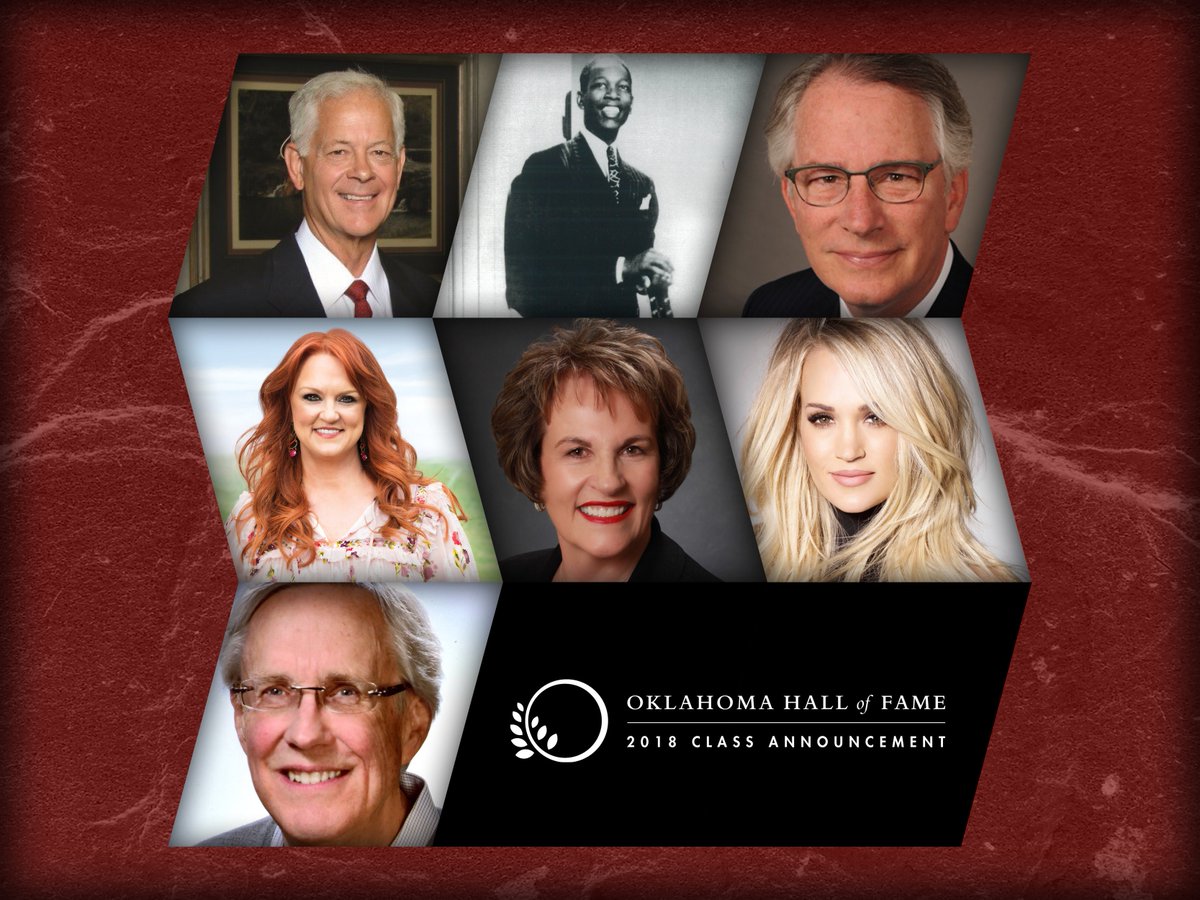 OklahomaHoF's tweet photo. Welcome to the Oklahoma Hall of Fame, class of 2018! #OKHighestHonor

- Paul Allen
- Mo Anderson
- Charlie Christian
- Ree Drummond (@thepioneerwoman)
- David Rainbolt
- Jon R. Stuart
- Carrie Underwood (@carrieunderwood) https://t.co/Ki76J053W9