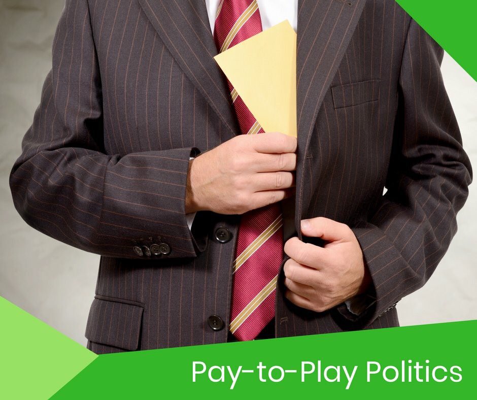 DWeithorn's tweet photo. The toxic culture of pay-to-play politics seems to be creeping up all around us.  Recently, on both the local and national levels, we have seen it emerge as a serious threat to our system of representative government. 
Read more at https://t.co/bFHAxsMfTr https://t.co/d5sf2rLjED