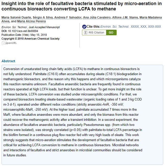 EnvSciTech's tweet photo. Elucidating the role of facultative bacteria and micro-aeration to boost methane production from LCFA. #Just Accepted #Article https://t.co/2BgD4VKh0g https://t.co/YxzZimTEaj