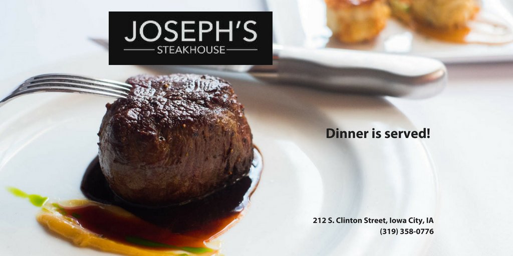 Joseph's Steakhouse offers the highest quality seafood and steak in a fine dining atmosphere. They serve only verified Iowa Black Angus beef and free-range natural golden plump chicken. Their seafood is flown in fresh several times a week.