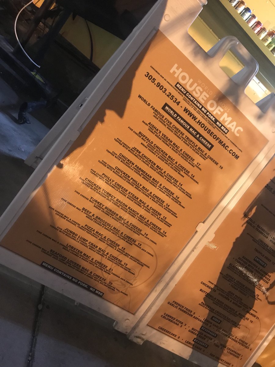 Madison_shae2's tweet photo. First time at world famous House of Mac. The menu is spatial and linguistic #fiu1102 @MaddoxChristine https://t.co/F6aYl3ELvn