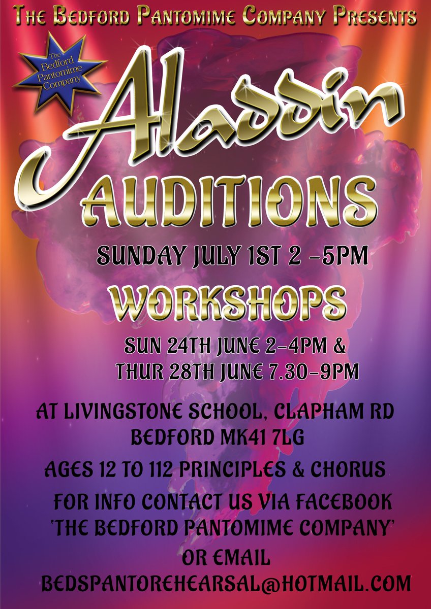 JackisButtons's tweet photo. And sooooo.....Big anouncment...well not so big really...this year's panto will be Aladdin, yeahhhh. Annnnnnd auditions are end of next month...gosh soon comes around. https://t.co/exvvWQhEXg