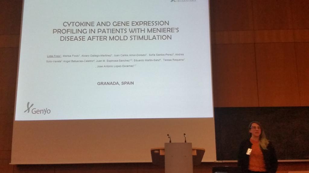 ALEscamez's tweet photo. #MBHD2018 Lidia Frejo presenting proinflammatory cytokines in #meniere disease suggesting autoinflammation https://t.co/VGGw1mjyHU