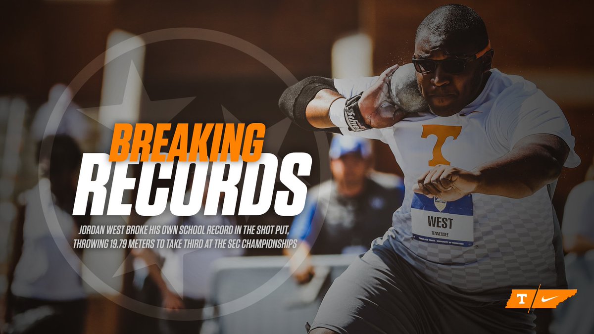 Vol_Track's tweet photo. #VolRecords: Jordan West broke his own school record in the shot put with 19.79m (64-11.25) to earn π₯
(It's also the Tennessee freshman record.) https://t.co/W0hgTvGa8Z
