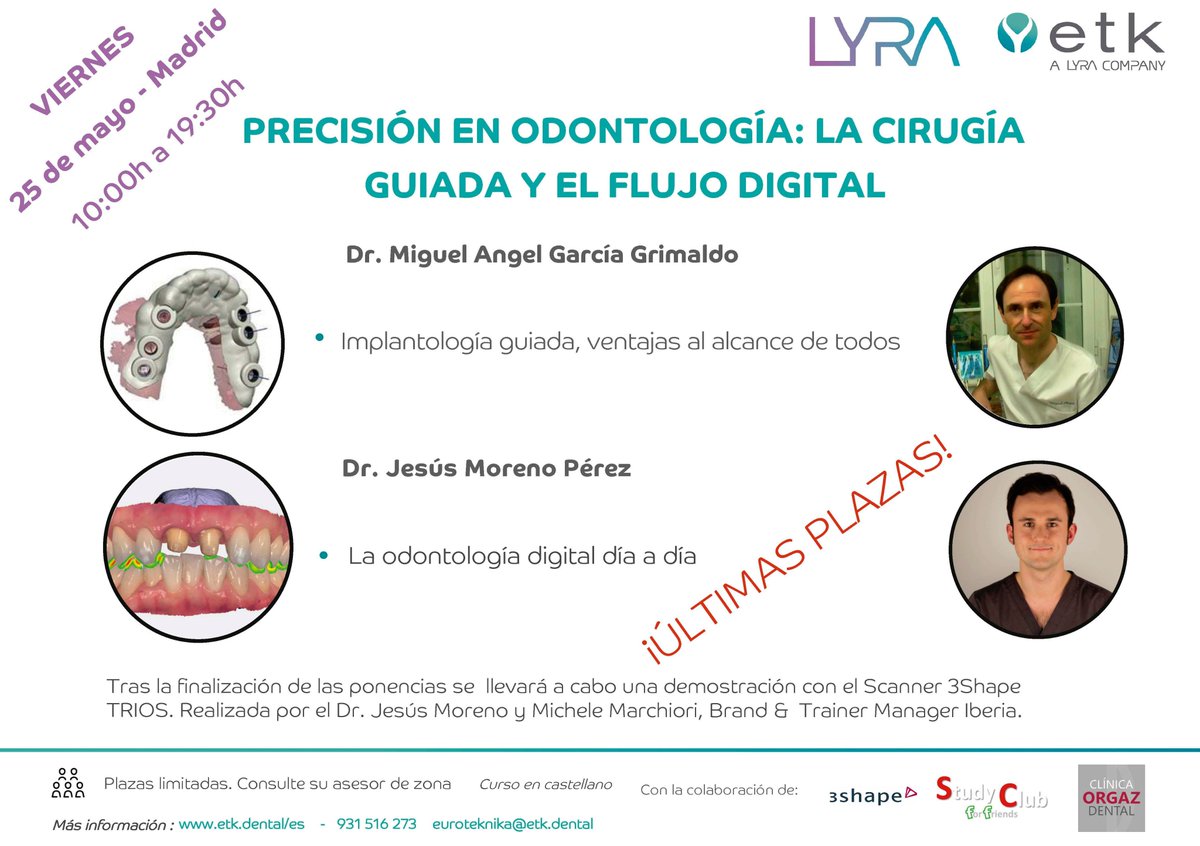 Etkiberia's tweet photo. ¡ÚLTIMAS PLAZAS! 
 No esperéis más!
 #Formación #Implantología https://t.co/ALaeV6vyCX