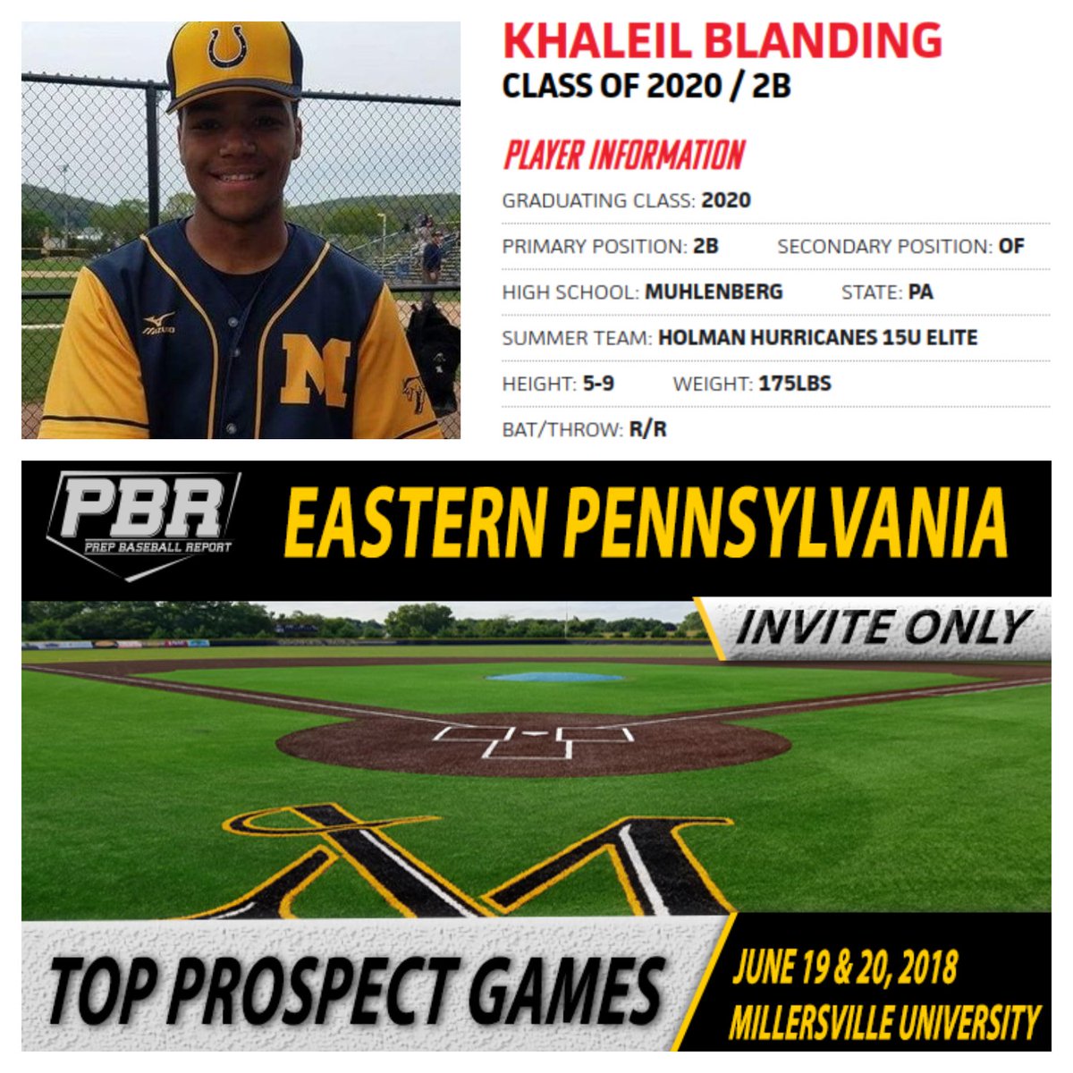 PrepBaseballPA's tweet photo. 2020 2B/OF Khaleil Blanding (Muhlenberg) added to the roster ... https://t.co/bUxwSSDnDG @baseballife2020 @MuhlsBaseball #BESEEN https://t.co/z4YpLt8i0Q